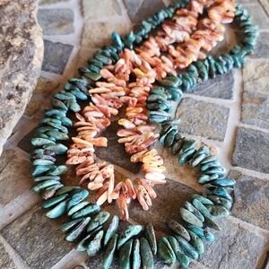 Turquoise and Coral Beaded Necklace